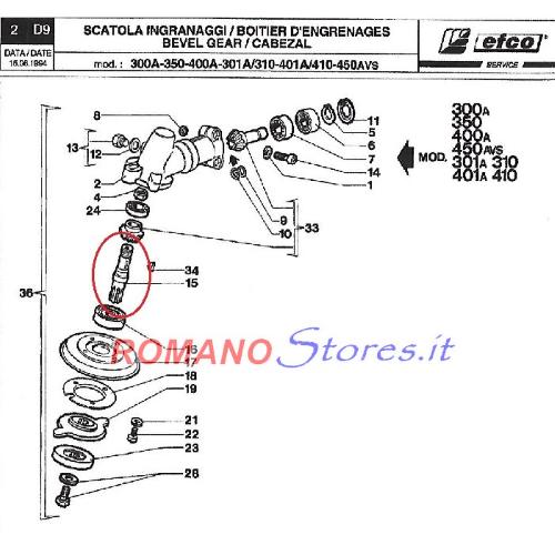 PERNO COPPIA CONICA ORIGINALE EFCO JET300/JET400/JET450/JET301 8x1.25 SX FEMMINA