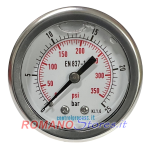 MANOMETRO DI PRESSIONE D.50 ATTACCO POSTERIORE 1/4" ACCIAIO INOX