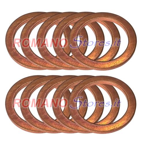 RONDELLA PIANA IN RAME D.10x16x1.4 mm. " 10 Pezzi "