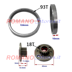 INGRANAGGI MOTORE PY36V250W 37T 40mm con Frizione Destra 69 mm