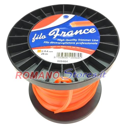 FILO QUADRO PER DECESPUGLIATORE 4.4 x 25 MT FRANCE ARANCIO A BOBINA