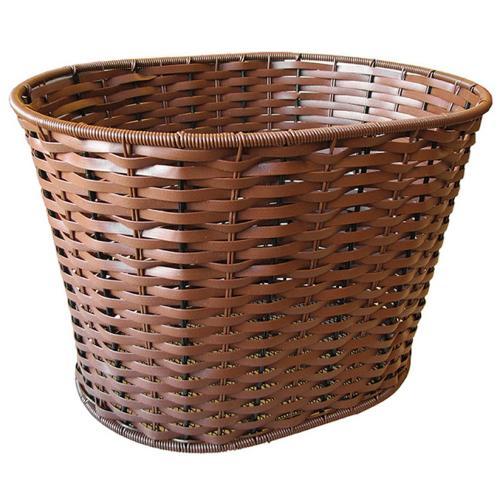 CESTINO IN ACCIAIO ANT. RIVESTITO IN PVC OVALE MARRONE